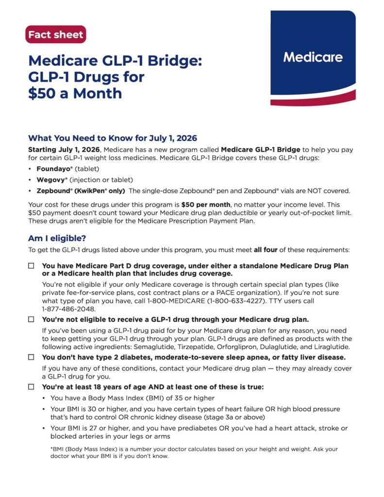 a. 12234 medicare glp 1 bridge glp 1 drugs for 50 a month